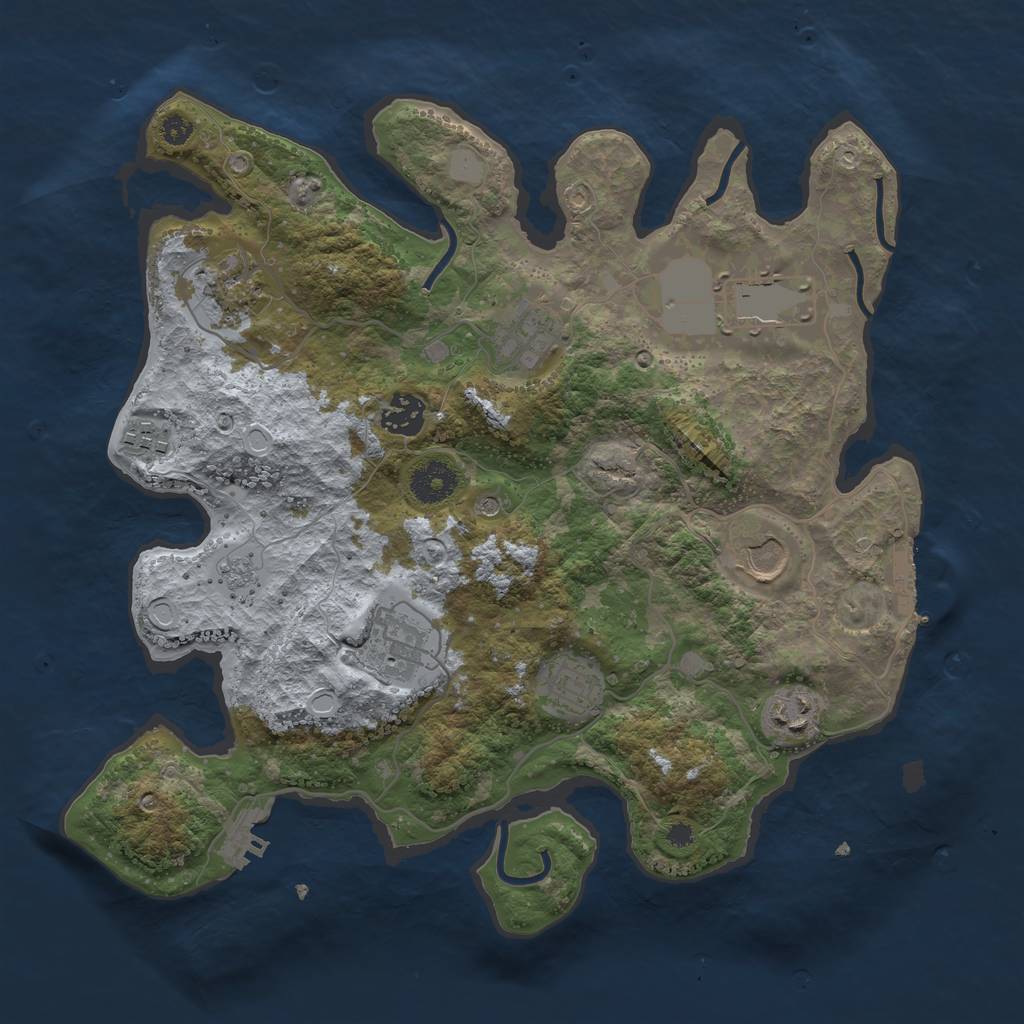 Rust Map: Procedural Map, Size: 3500, Seed: 34184115, 18 Monuments