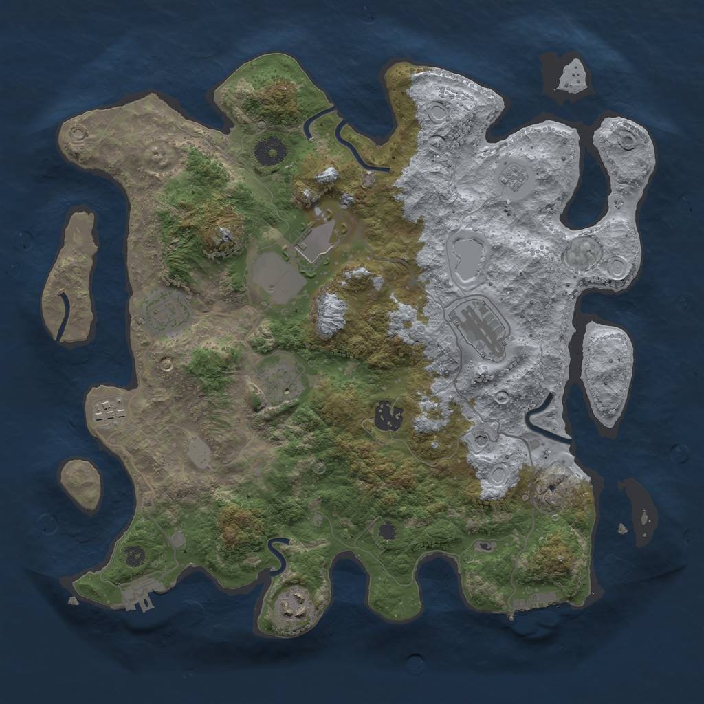 Rust Map: Procedural Map, Size: 3500, Seed: 65534851, 16 Monuments