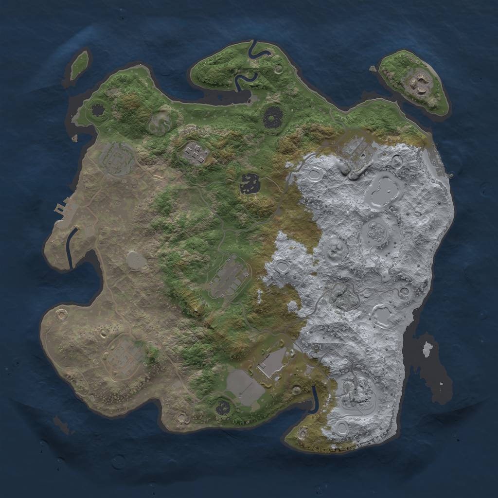Rust Map: Procedural Map, Size: 3500, Seed: 74025439, 18 Monuments