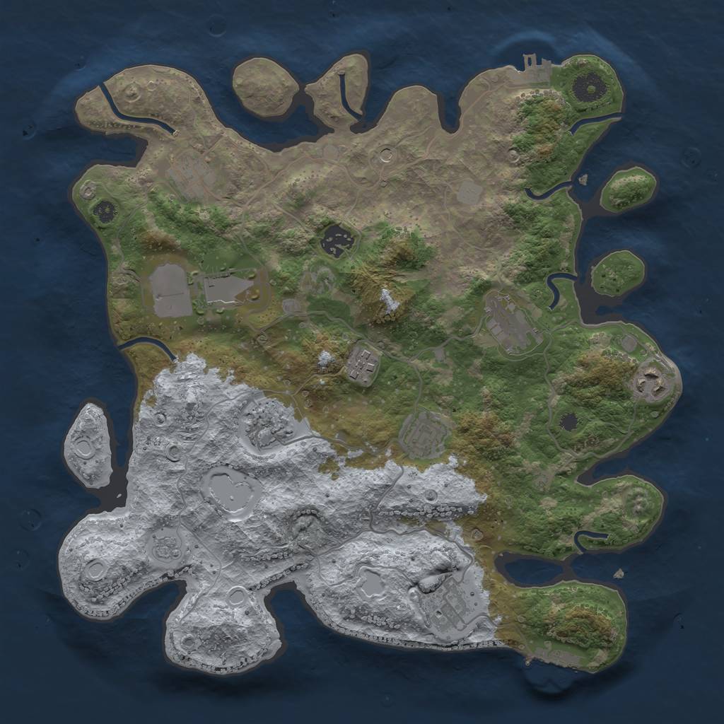 Rust Map: Procedural Map, Size: 3500, Seed: 35979503, 18 Monuments