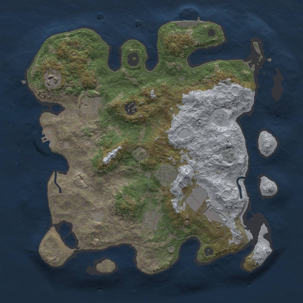 Rust Map: Procedural Map, Size: 3500, Seed: 3341609, 16 Monuments