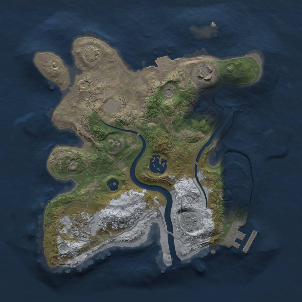 Rust Map: Procedural Map, Size: 2500, Seed: 350123, 8 Monuments