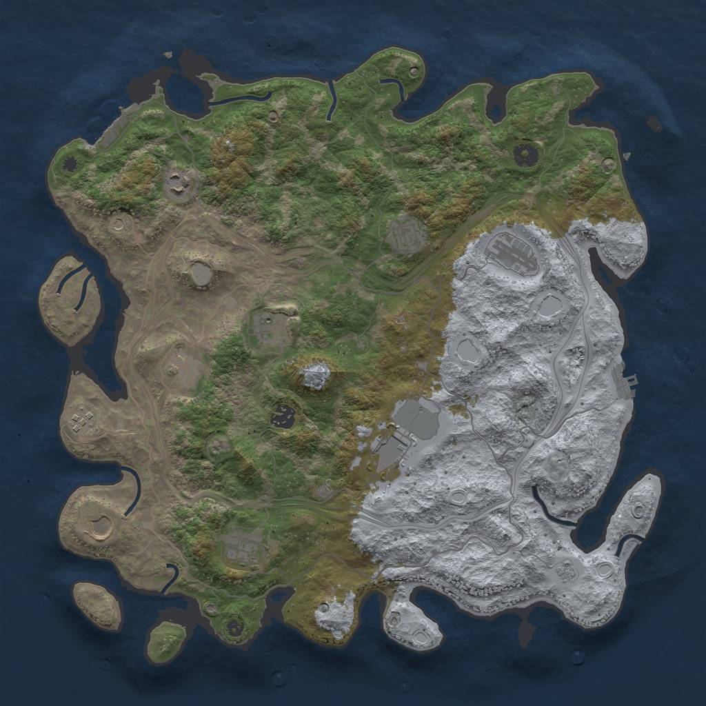 Rust Map: Procedural Map, Size: 4300, Seed: 8827853, 19 Monuments