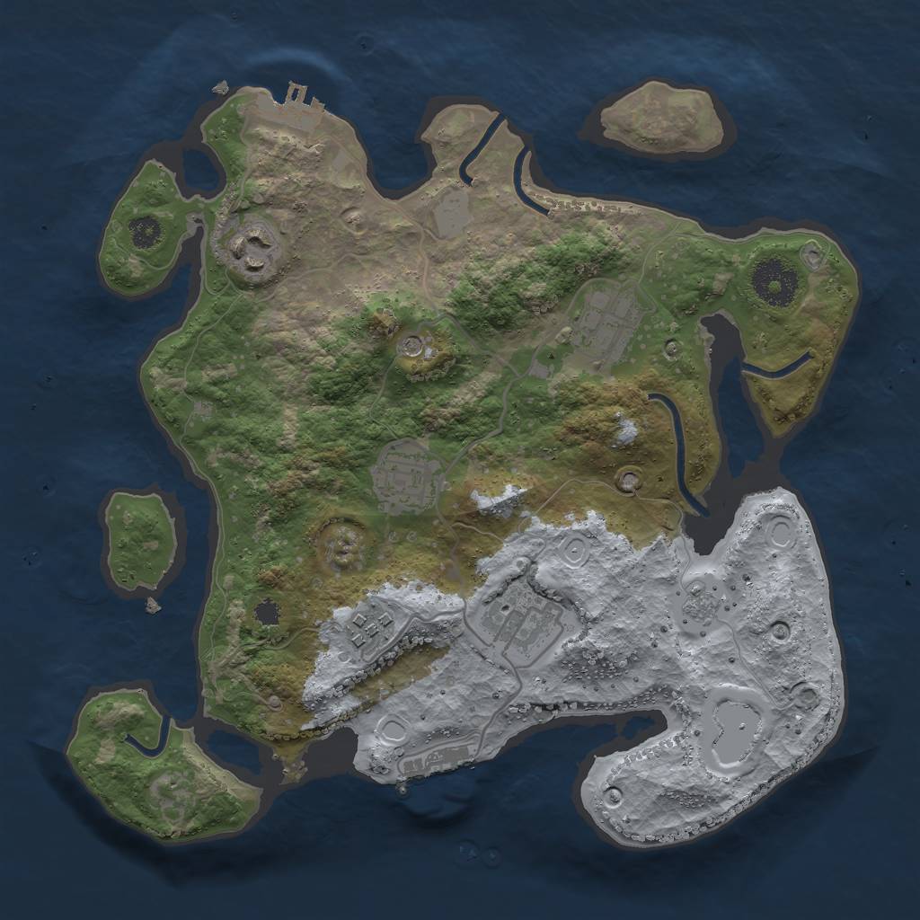 Rust Map: Procedural Map, Size: 3000, Seed: 74920424, 12 Monuments