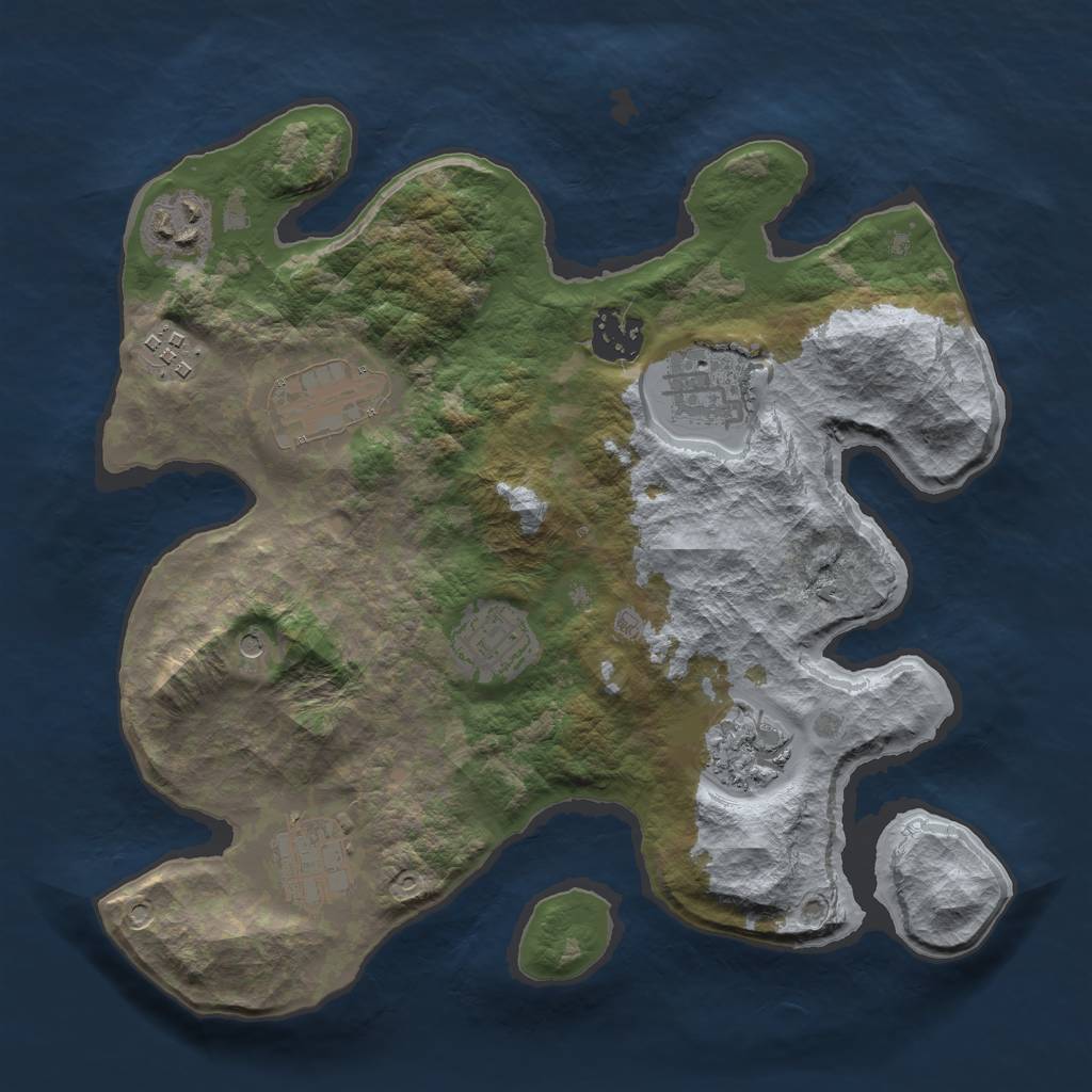 Rust Map: Barren, Size: 3000, Seed: 1389899133, 11 Monuments