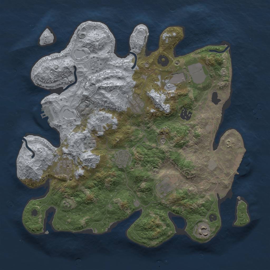 Rust Map: Procedural Map, Size: 3500, Seed: 40322029, 17 Monuments