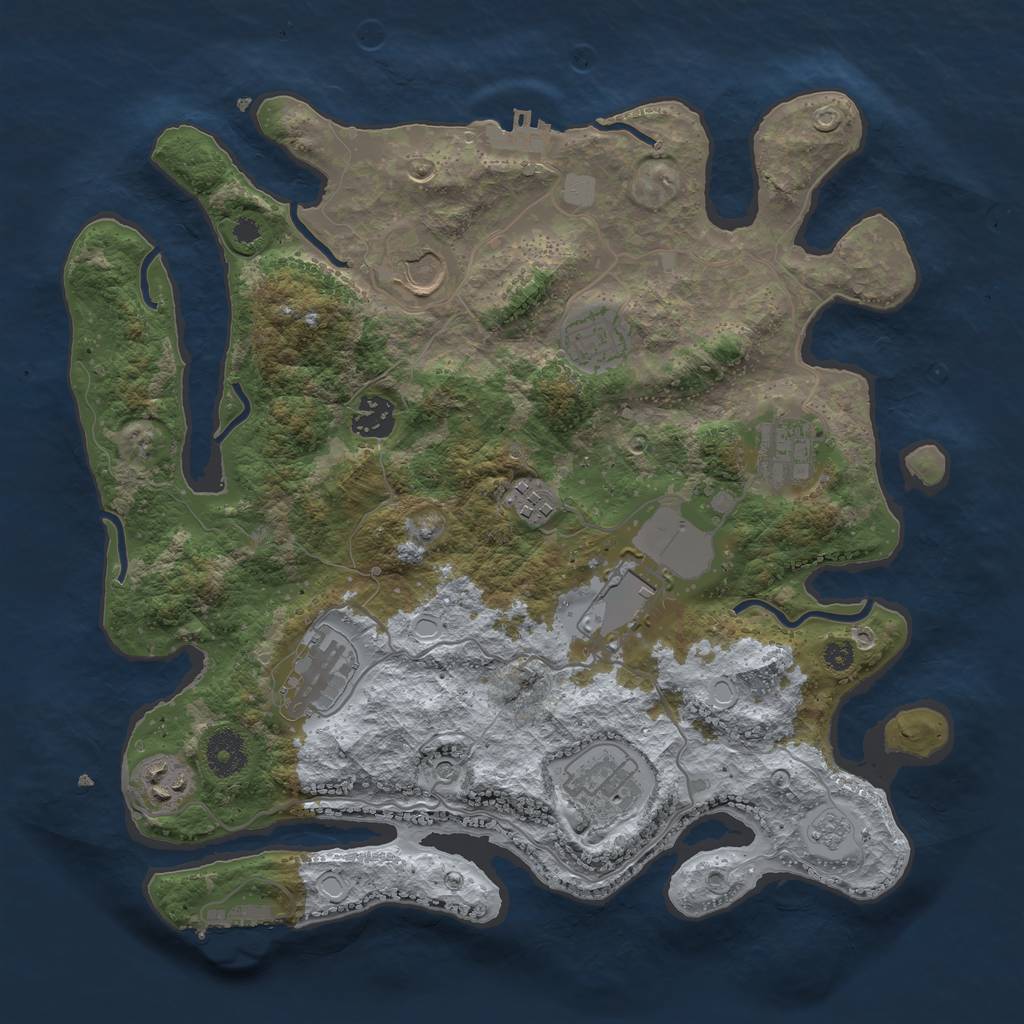 Rust Map: Procedural Map, Size: 3500, Seed: 29019332, 18 Monuments