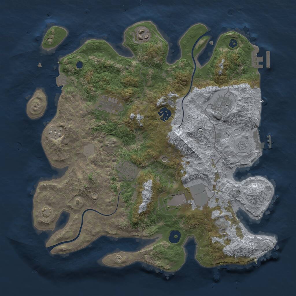 Rust Map: Procedural Map, Size: 3500, Seed: 85276966, 13 Monuments