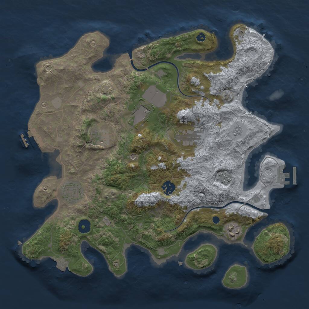 Rust Map: Procedural Map, Size: 3500, Seed: 34253965, 13 Monuments