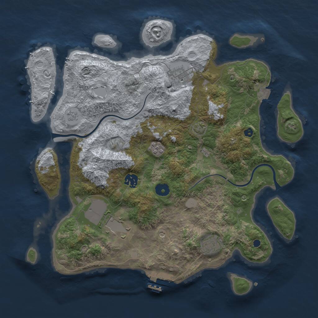 Rust Map: Procedural Map, Size: 3500, Seed: 1442062281, 10 Monuments