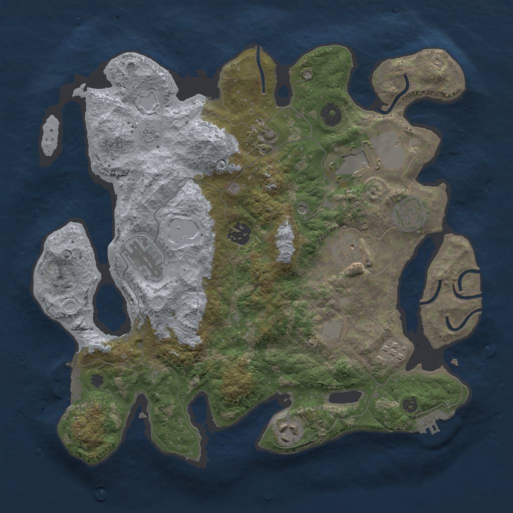 Rust Map: Procedural Map, Size: 3500, Seed: 82495192, 17 Monuments