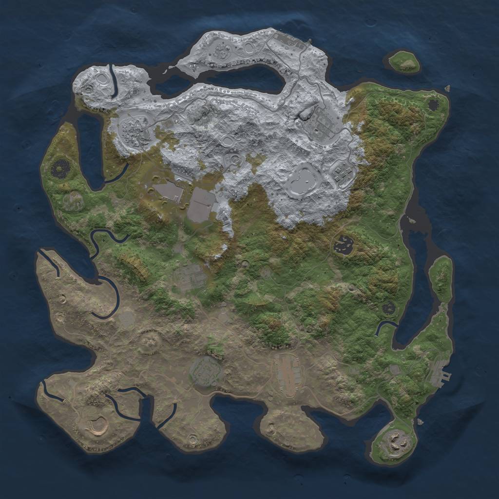 Rust Map: Procedural Map, Size: 3855, Seed: 6422332, 19 Monuments
