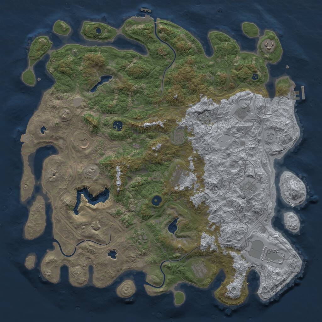 Rust Map: Procedural Map, Size: 4800, Seed: 2133923884, 17 Monuments