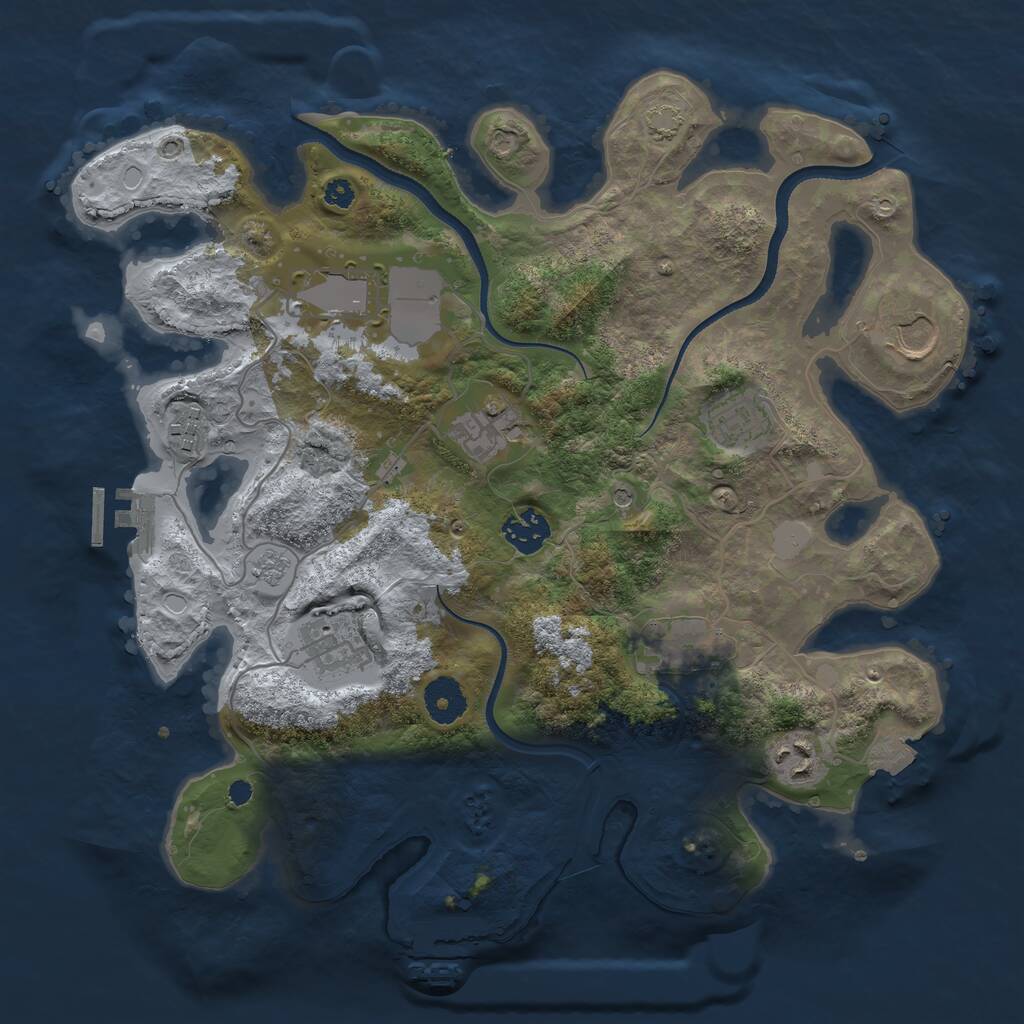 Rust Map: Procedural Map, Size: 3500, Seed: 387210, 15 Monuments