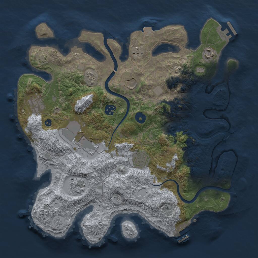 Rust Map: Procedural Map, Size: 3500, Seed: 23276388, 14 Monuments