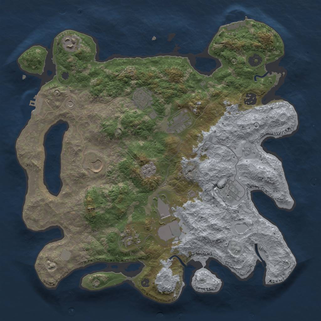 Rust Map: Procedural Map, Size: 3700, Seed: 1592383315, 18 Monuments