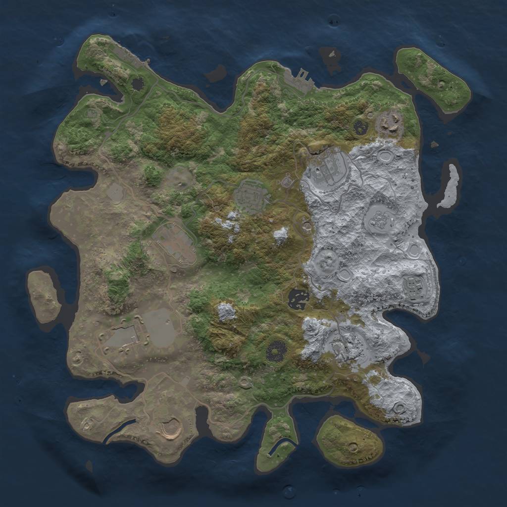 Rust Map: Procedural Map, Size: 3500, Seed: 7555689, 18 Monuments