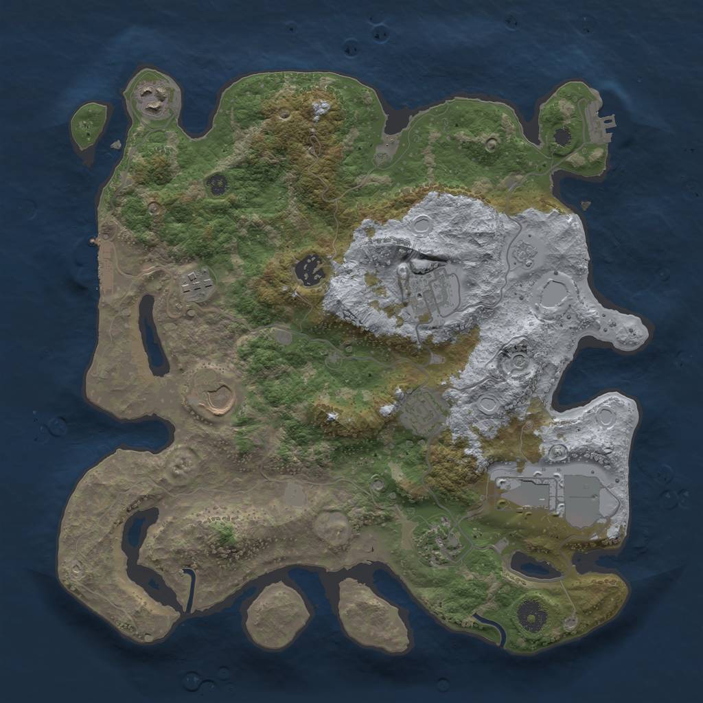 Rust Map: Procedural Map, Size: 3500, Seed: 23600317, 17 Monuments