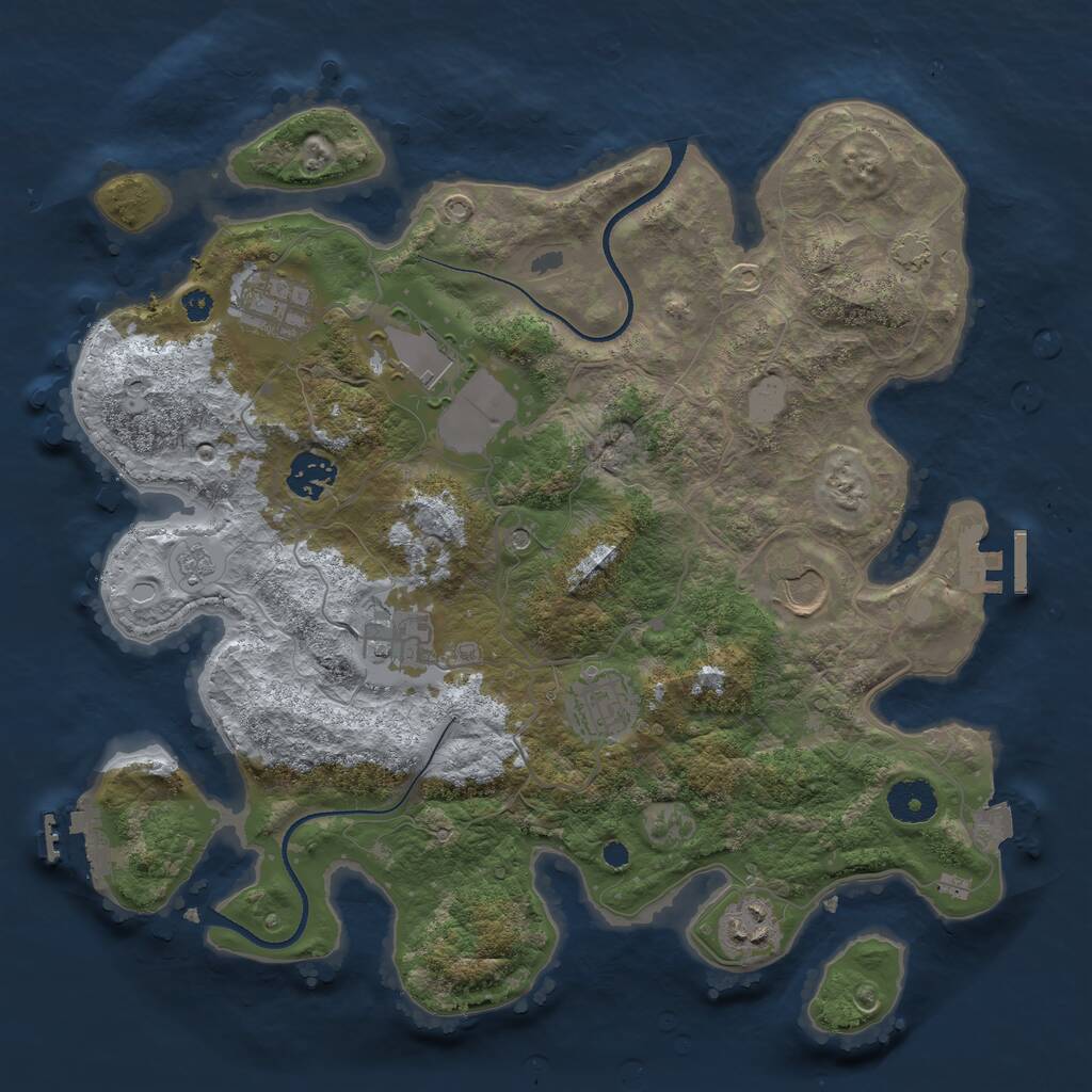 Rust Map: Procedural Map, Size: 3500, Seed: 47464774, 13 Monuments