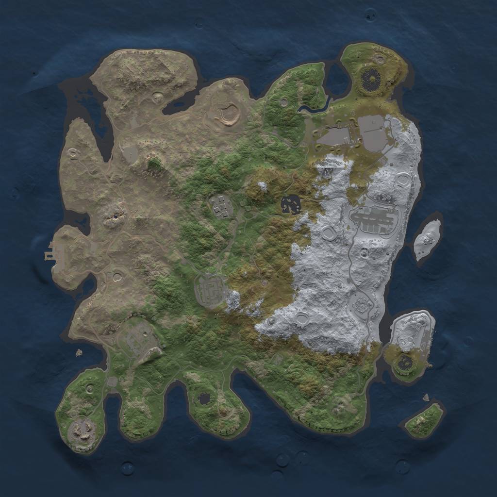 Rust Map: Procedural Map, Size: 3500, Seed: 41233311, 17 Monuments
