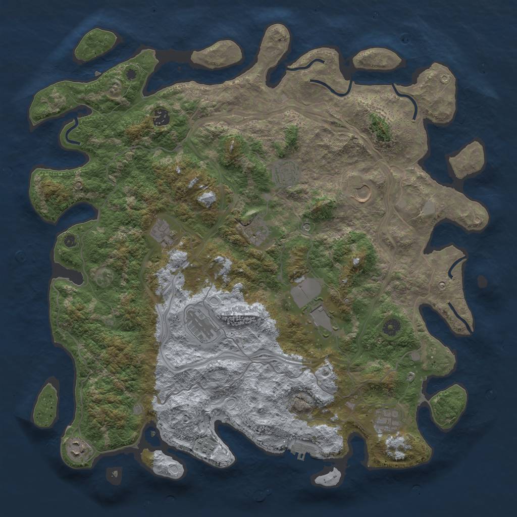 Rust Map: Procedural Map, Size: 4444, Seed: 1126088343, 17 Monuments