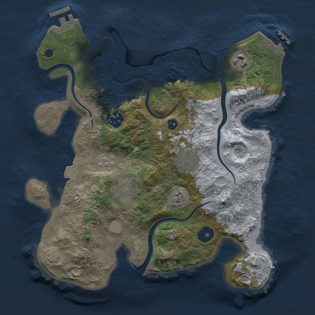 Rust Map: Procedural Map, Size: 3000, Seed: 8607, 10 Monuments