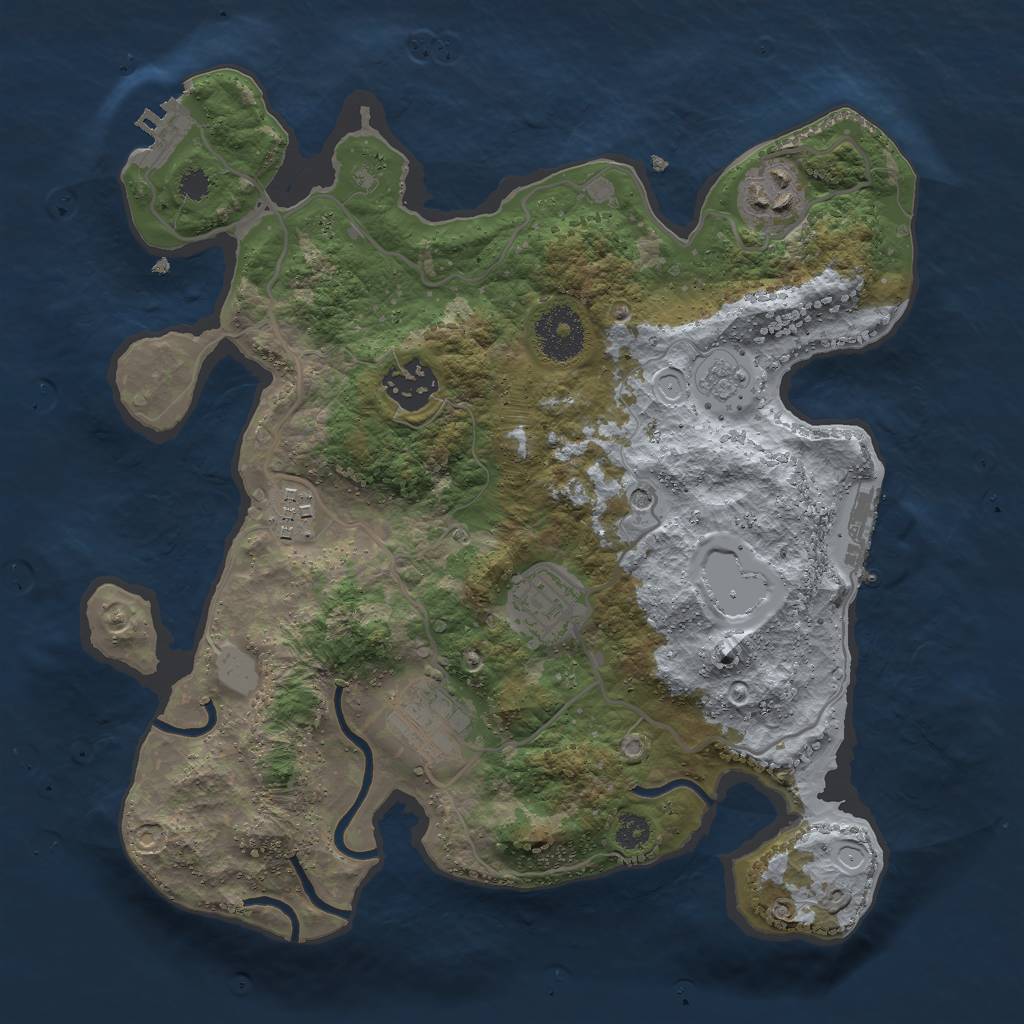 Rust Map: Procedural Map, Size: 3000, Seed: 8607, 14 Monuments