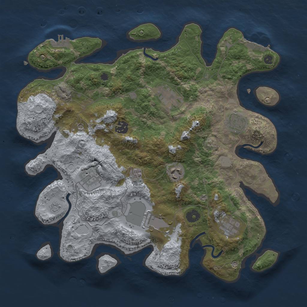 Rust Map: Procedural Map, Size: 3500, Seed: 51876, 17 Monuments