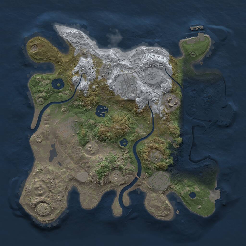 Rust Map: Procedural Map, Size: 3000, Seed: 53566983, 12 Monuments