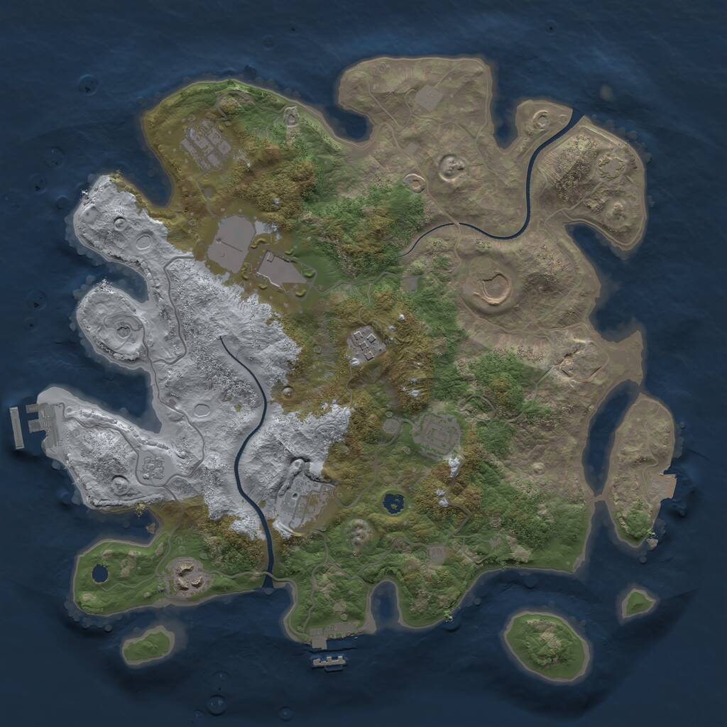 Rust Map: Procedural Map, Size: 3500, Seed: 59355123, 13 Monuments