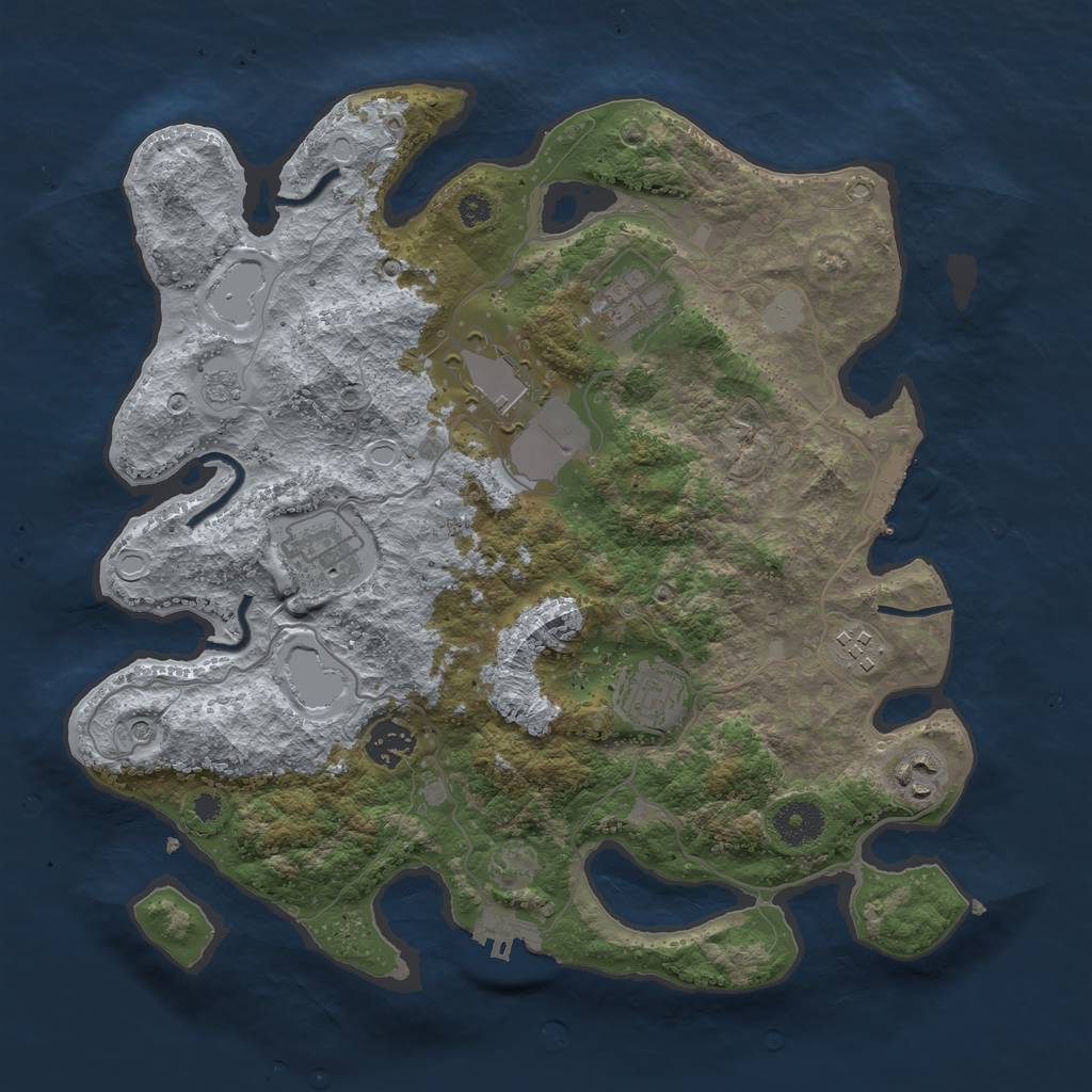 Rust Map: Procedural Map, Size: 3500, Seed: 961403697, 16 Monuments