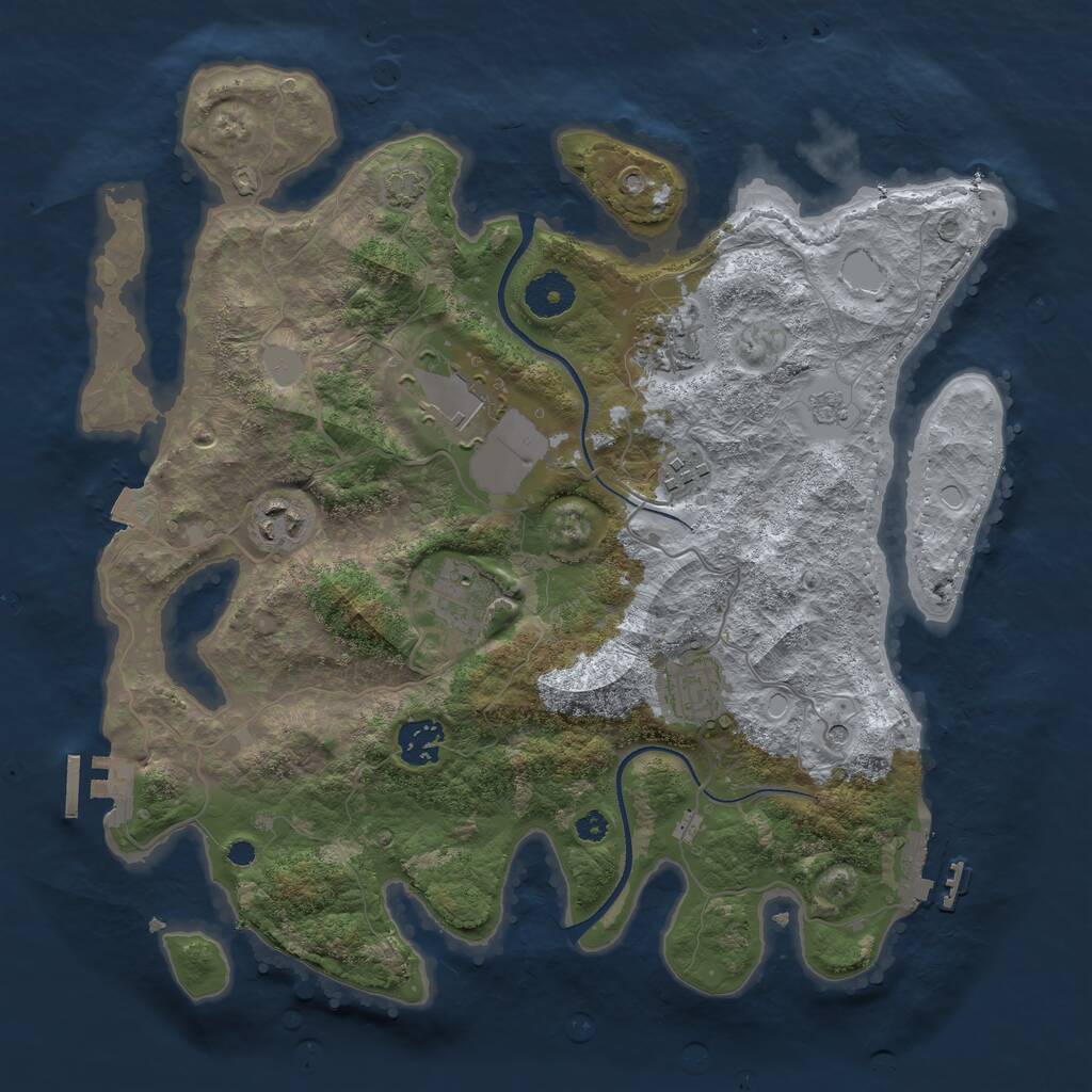 Rust Map: Procedural Map, Size: 3500, Seed: 113380658, 13 Monuments