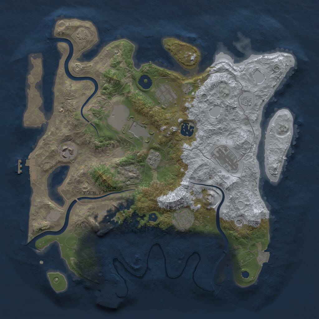 Rust Map: Procedural Map, Size: 3500, Seed: 113380658, 14 Monuments