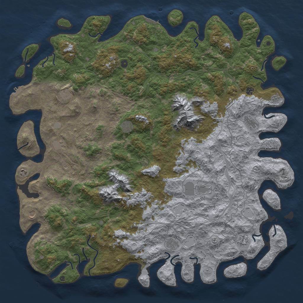 Rust Map: Procedural Map, Size: 6000, Seed: 102721349, 20 Monuments