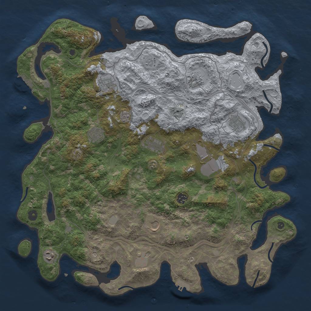 Rust Map: Procedural Map, Size: 4500, Seed: 923640677, 20 Monuments