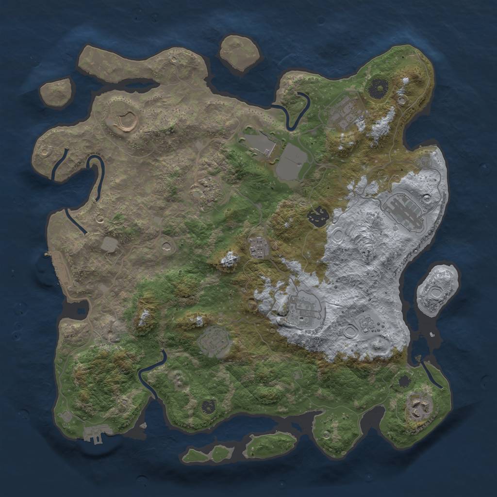 Rust Map: Procedural Map, Size: 3700, Seed: 1361286409, 17 Monuments