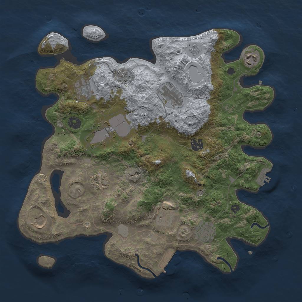 Rust Map: Procedural Map, Size: 3500, Seed: 1996096036, 19 Monuments