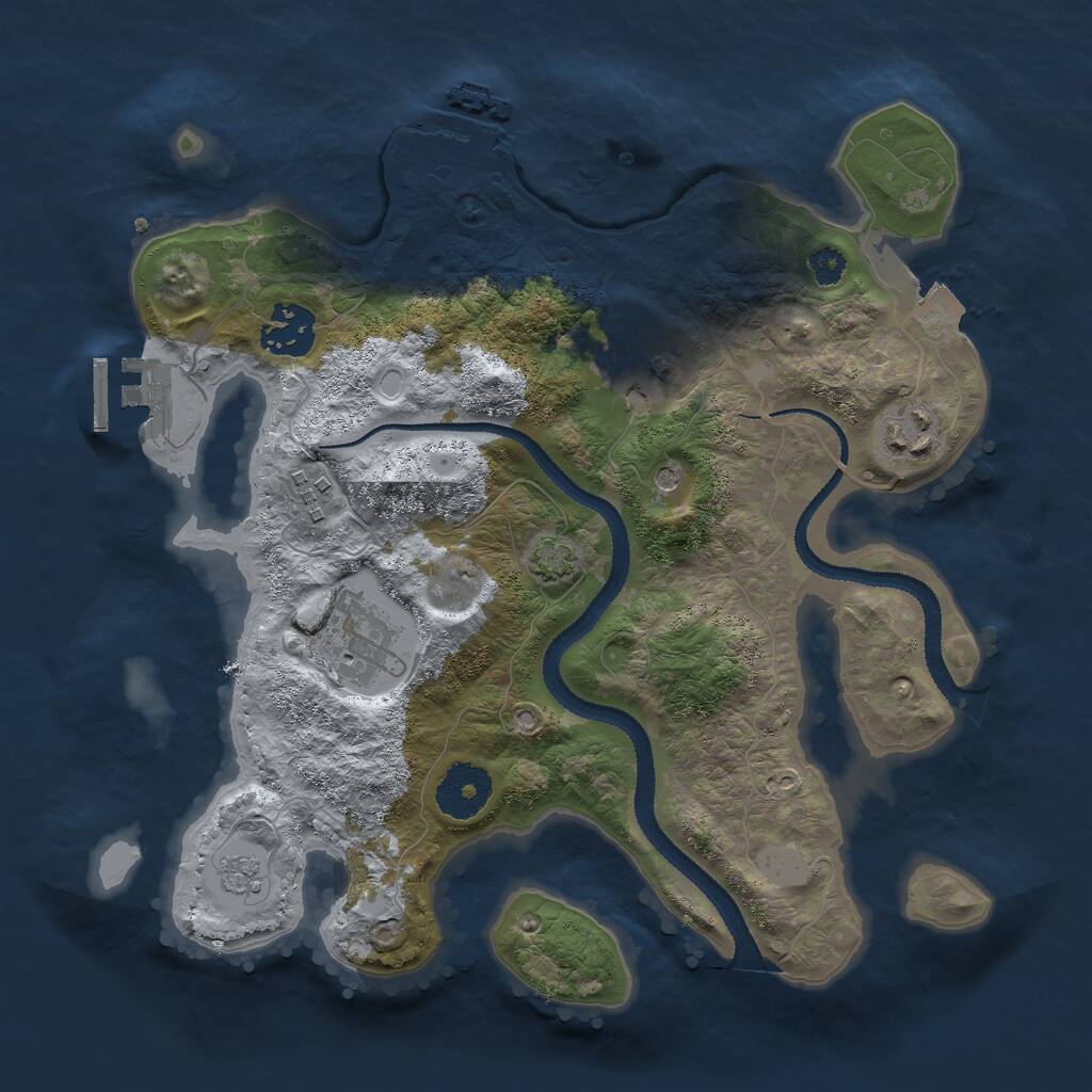 Rust Map: Procedural Map, Size: 3000, Seed: 16881, 11 Monuments