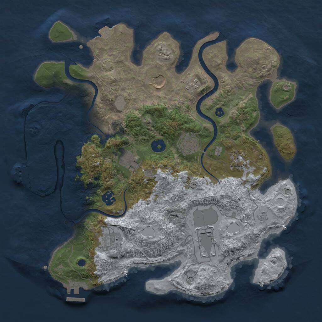 Rust Map: Procedural Map, Size: 3500, Seed: 834473840, 14 Monuments