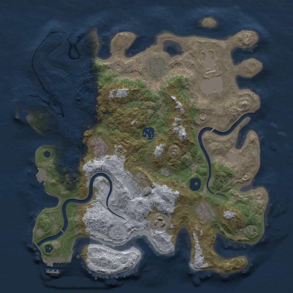 Rust Map: Procedural Map, Size: 3500, Seed: 94560063, 13 Monuments