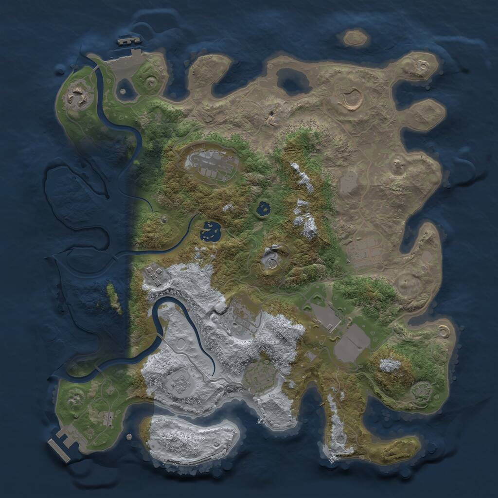 Rust Map: Procedural Map, Size: 3500, Seed: 94560063, 15 Monuments