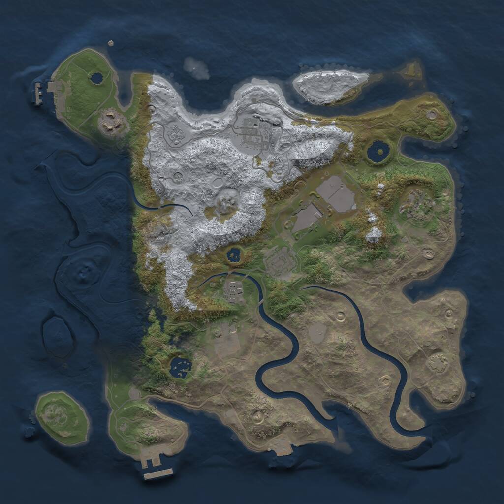 Rust Map: Procedural Map, Size: 3500, Seed: 61349961, 14 Monuments