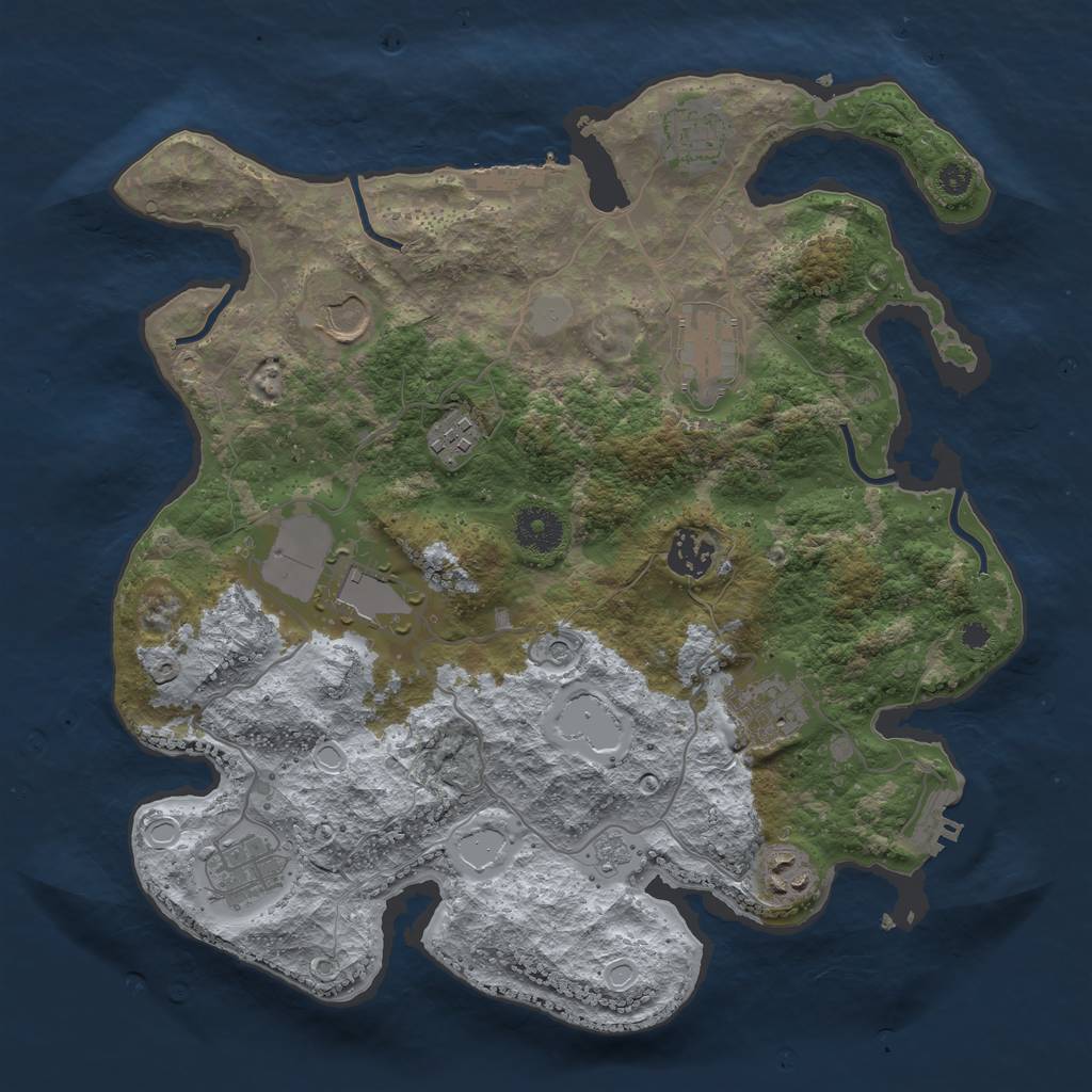 Rust Map: Procedural Map, Size: 3500, Seed: 1517448441, 18 Monuments