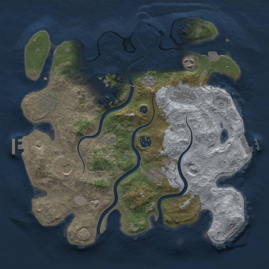 Rust Map: Procedural Map, Size: 3500, Seed: 56403251, 14 Monuments