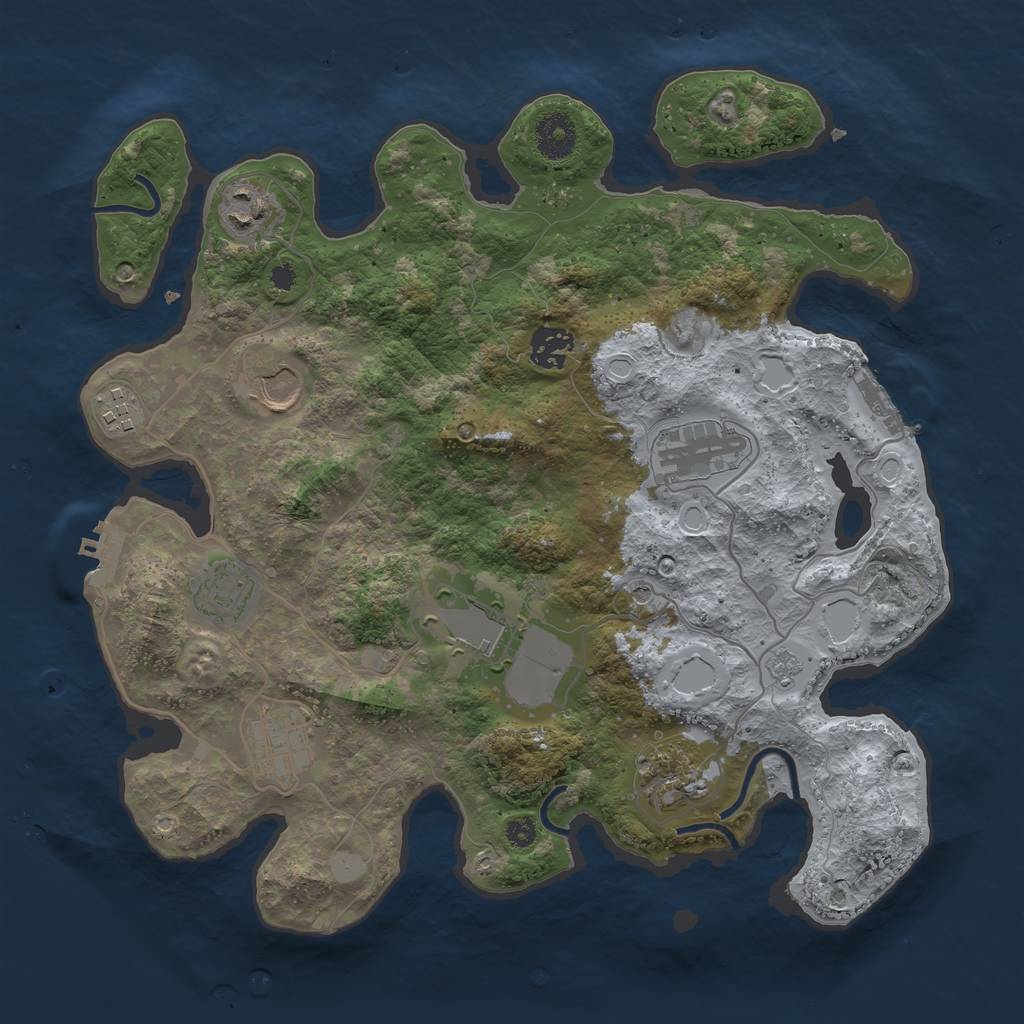 Rust Map: Procedural Map, Size: 3500, Seed: 56403251, 18 Monuments