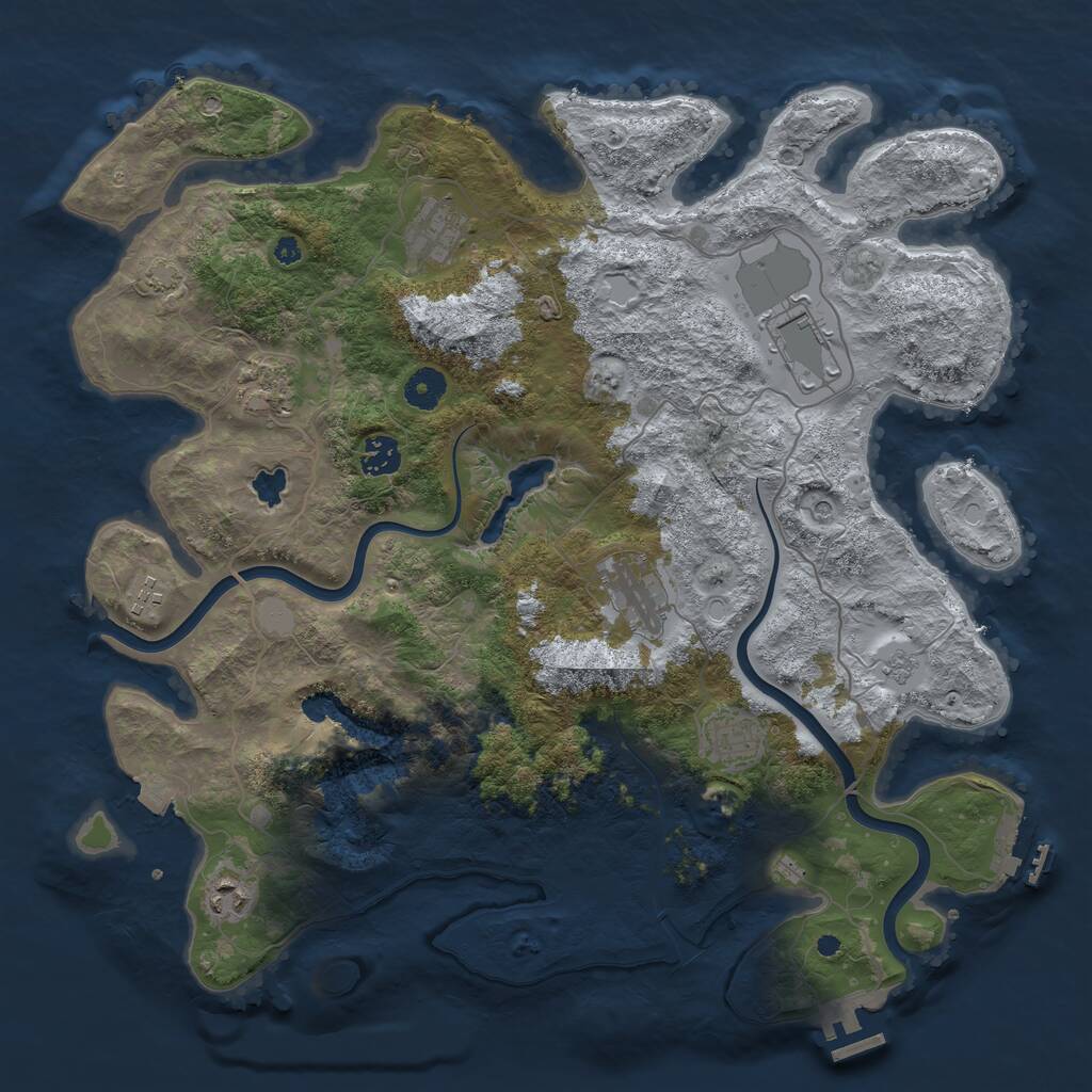 Rust Map: Procedural Map, Size: 4000, Seed: 345789, 14 Monuments