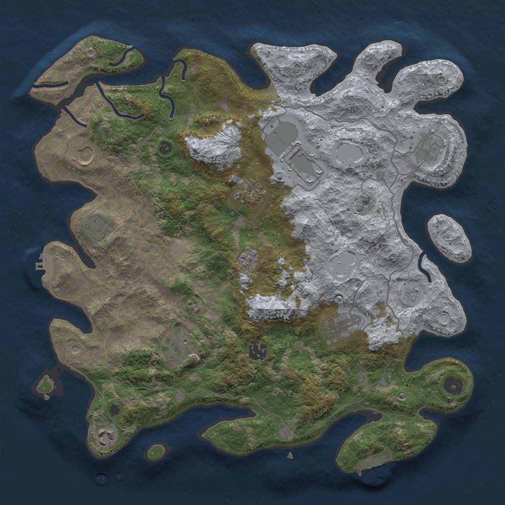 Rust Map: Procedural Map, Size: 4000, Seed: 345789, 19 Monuments