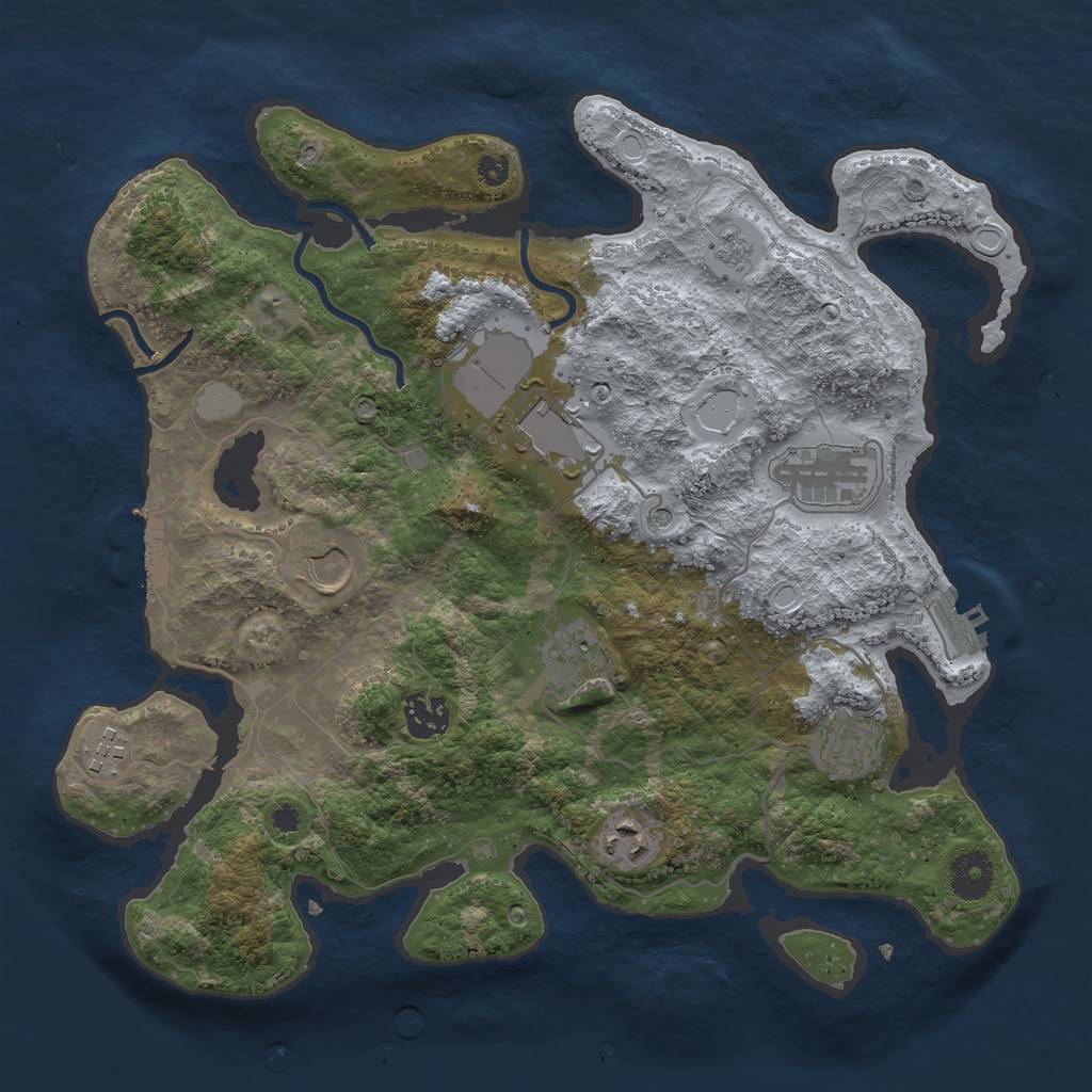 Rust Map: Procedural Map, Size: 3500, Seed: 793428007, 15 Monuments