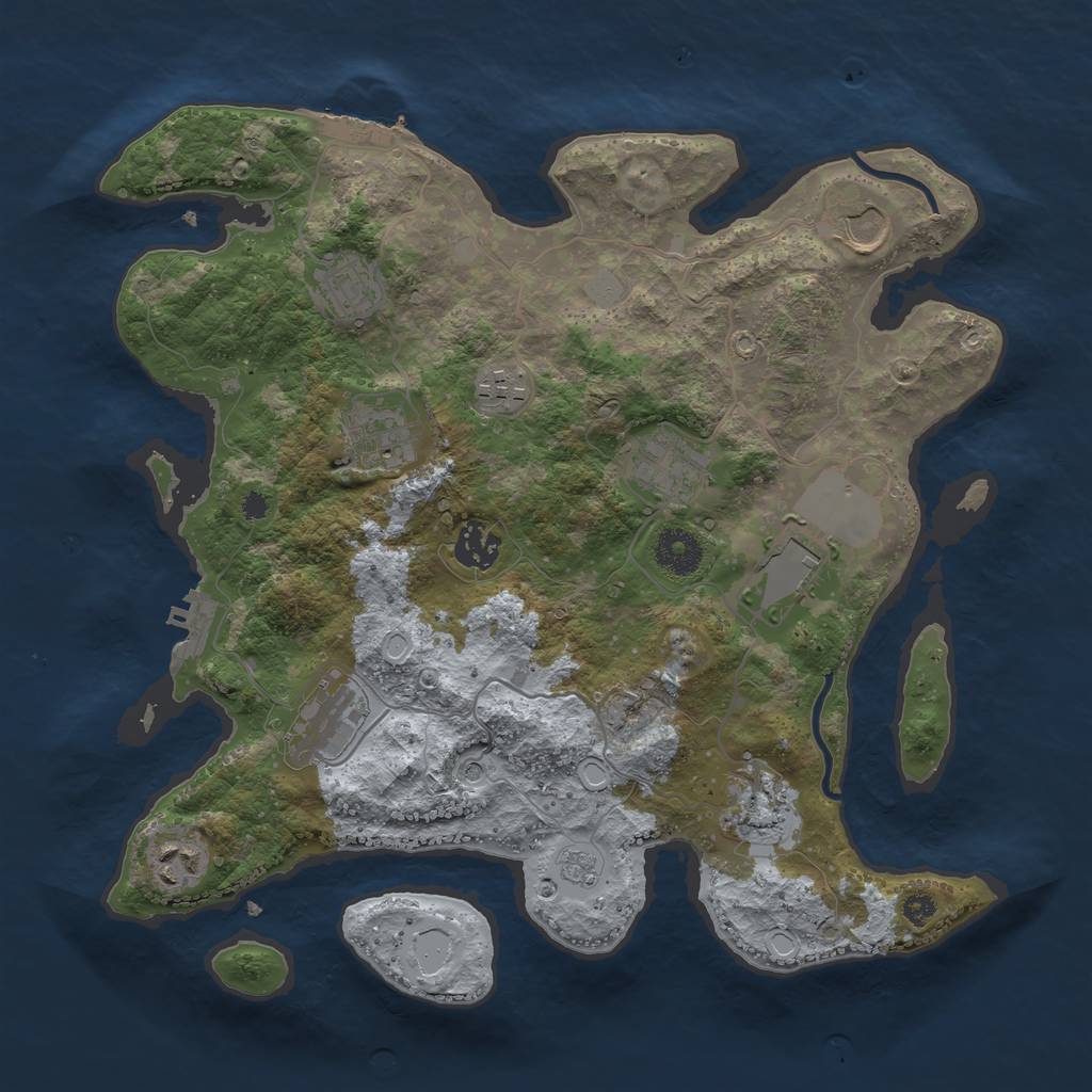 Rust Map: Procedural Map, Size: 3500, Seed: 1420925313, 19 Monuments