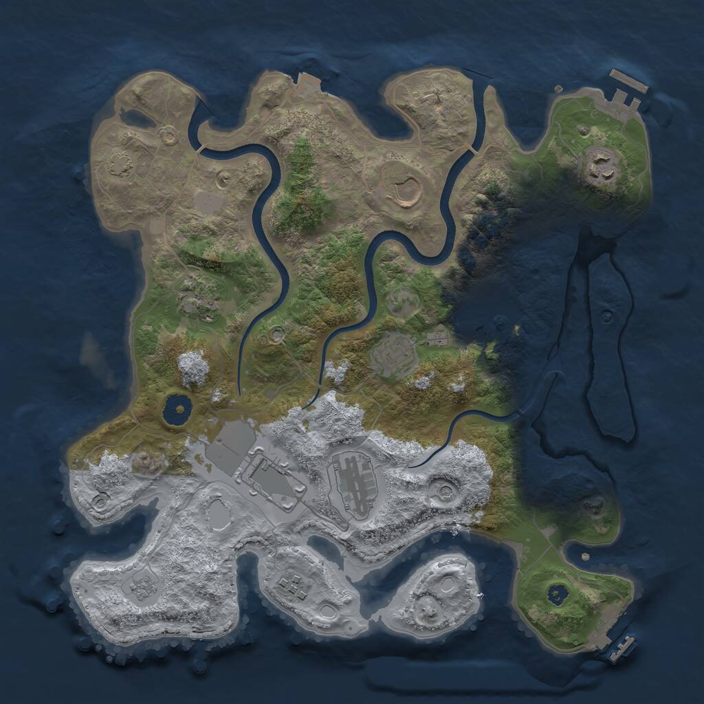 Rust Map: Procedural Map, Size: 3500, Seed: 26451057, 14 Monuments